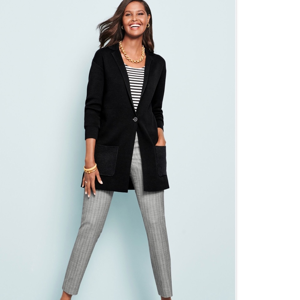 Talbots Patch Pocket sweater blazer black Size XS